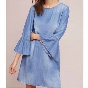 Anthropologie Cloth + Stone Chambray Bell Sleeve Dress.
